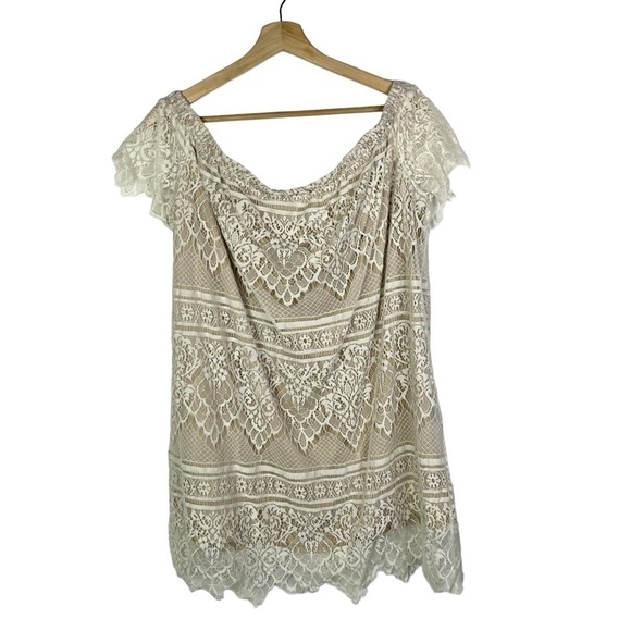 Rue 21 Cream Lace Off Shoulder Short Sleeve Mini Dress XL - Picture 2 of 3